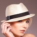 Summer Straw Sun Hat Ivory Natural Sisal Unisex Trilby Hat Fedora Black Tape Perfect Gift Vintage Inspired Handmade