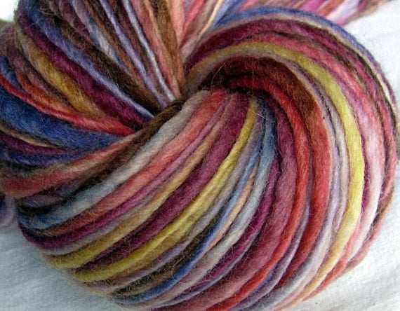 Handspun Yarn 'Minni' Thick and Thin Single Hand Dyed Blue Faced Leicester
