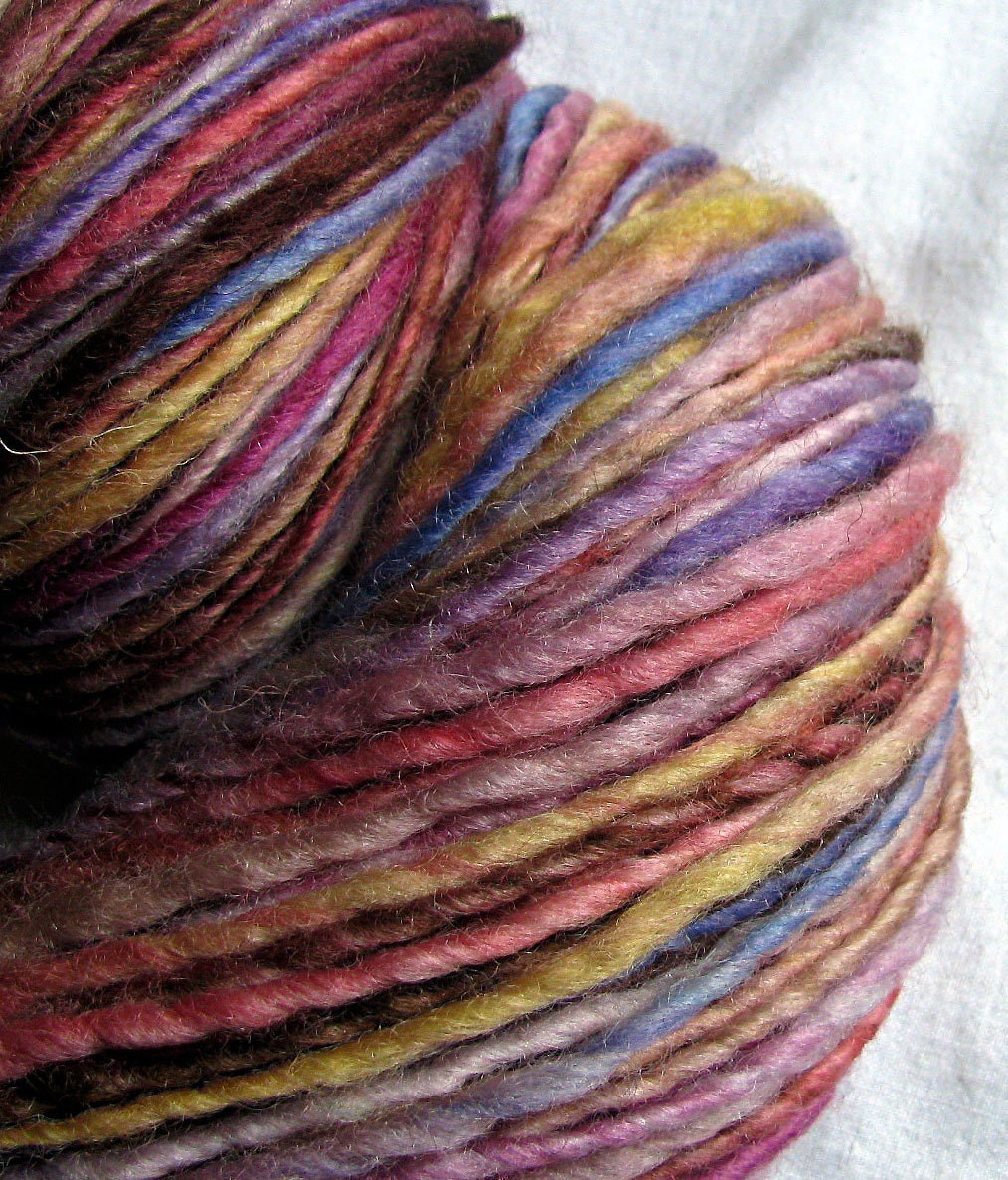 Handspun Yarn 'Minni' Thick and Thin Single Hand Dyed Blue Faced Leicester