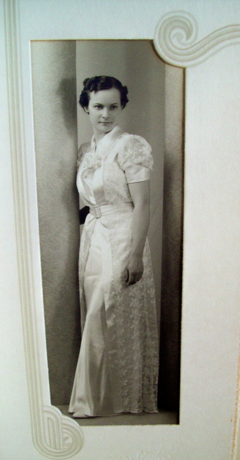 CLEARANCE- Vintage Photograph, Lovely Lady in Lounging Attire- Beautiful Photo and Frame -1930s to 1940s- Excellent Condition