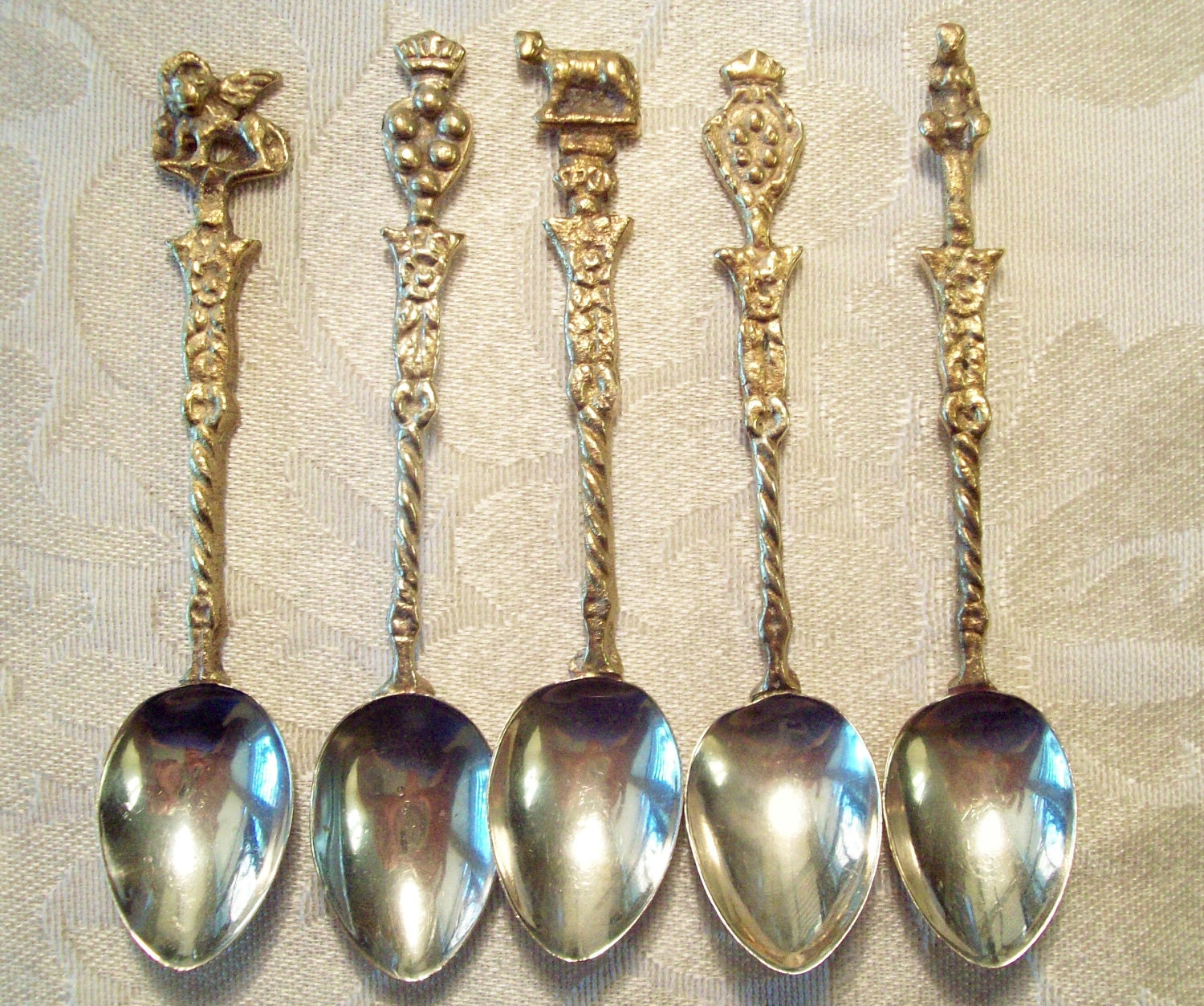 Italian Sterling Silver Spoons Small and Ornate by AnAntiqueAffair
