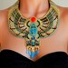 Egyptian Scarab Necklace - Bead Embroidered Necklace, Statement Necklace, Collar Necklace