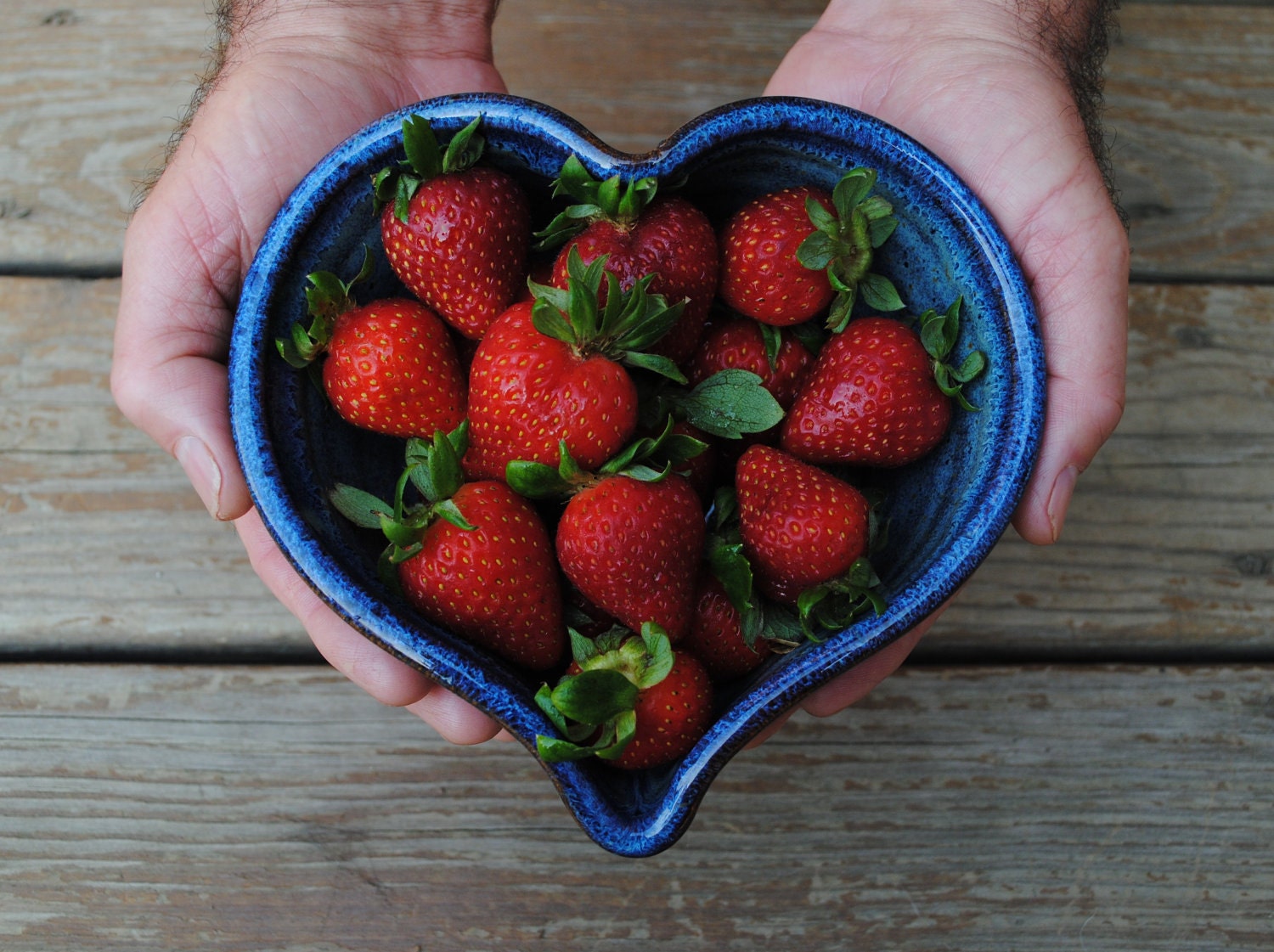 Heart Bowl - Handmade Stoneware in Denim Blue Glaze