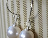 Swarovski Crystal Pearl Drop Earrings with White Pearls