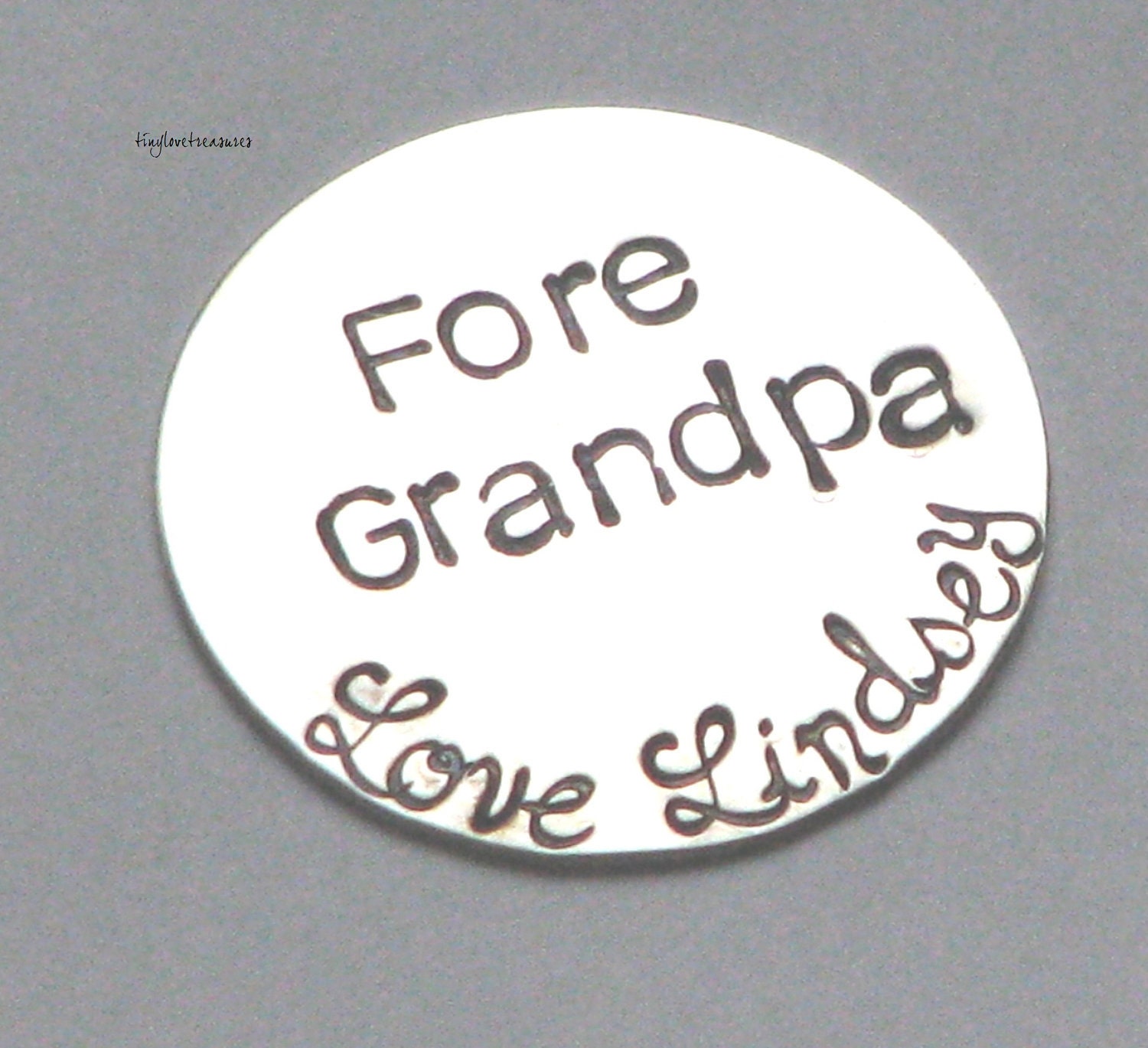 Fore You - GOLF BALL MARKER, Sterling silver and personalized for you
