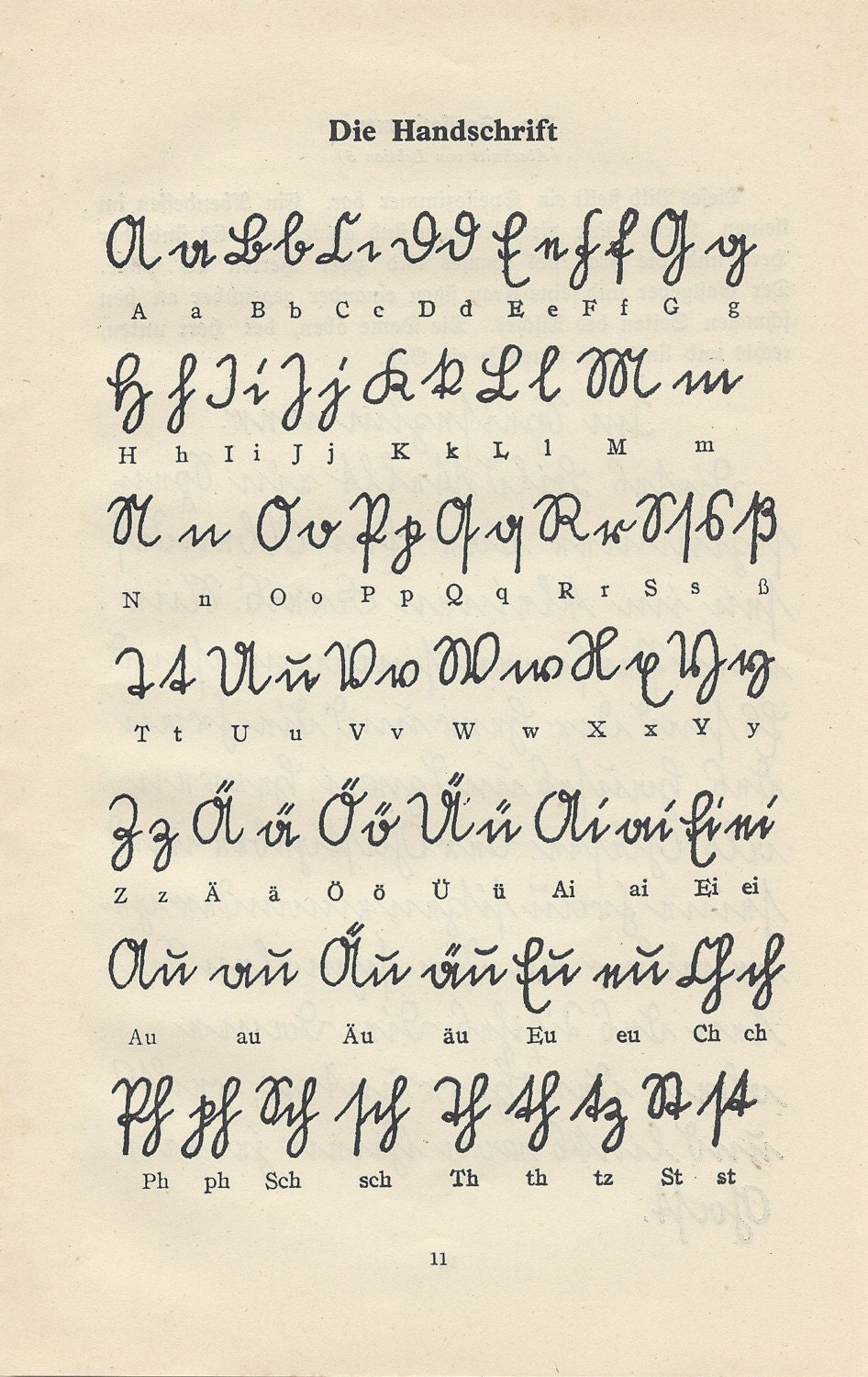 Vintage 1930s German Alphabet Handwriting by VintageButtercup