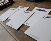 Letterpress Mustache Note Cards - set of 20