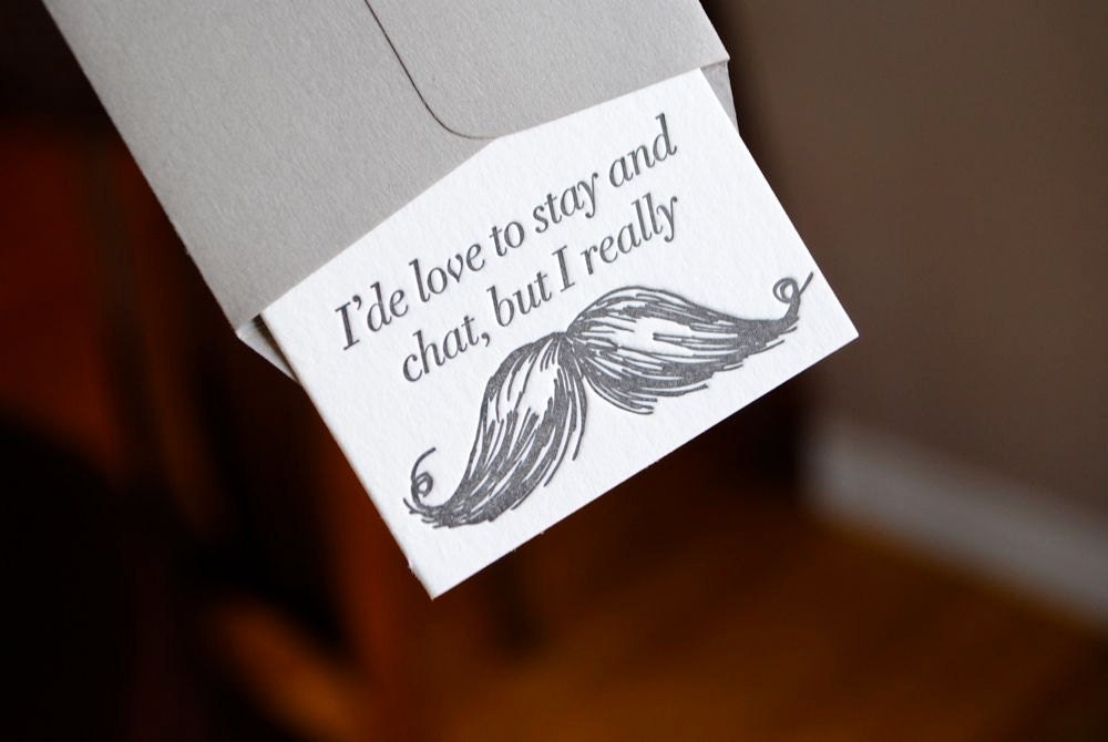 Letterpress Mustache Tags & Envelopes - set of 6
