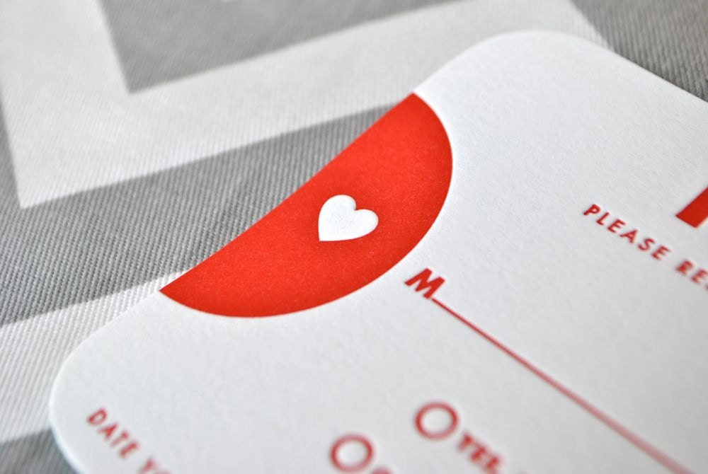 Letterpress Wedding Invitation Suite - Heart Stopper