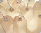 BULK SALE Tea stained tags with assorted baker's twine 100 pcs