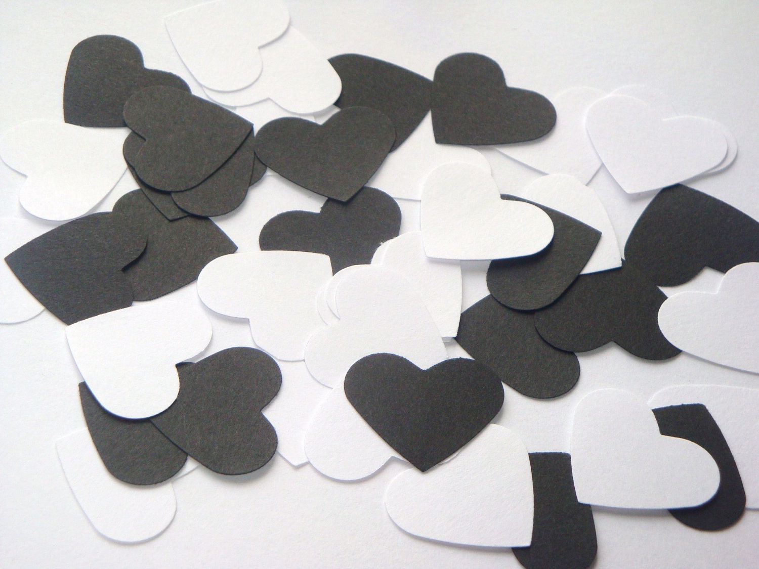 BULK SALE Black & White Heart Shaped Cardstock Paper Punches // 100pcs