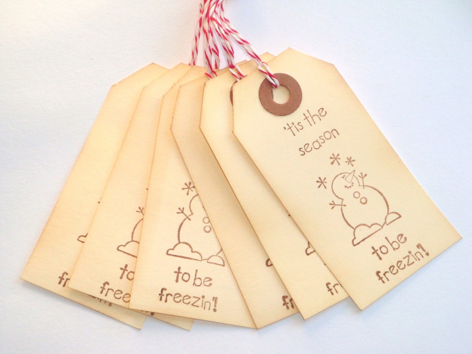 CIJ SALE Tis the Season Handstamped Tags