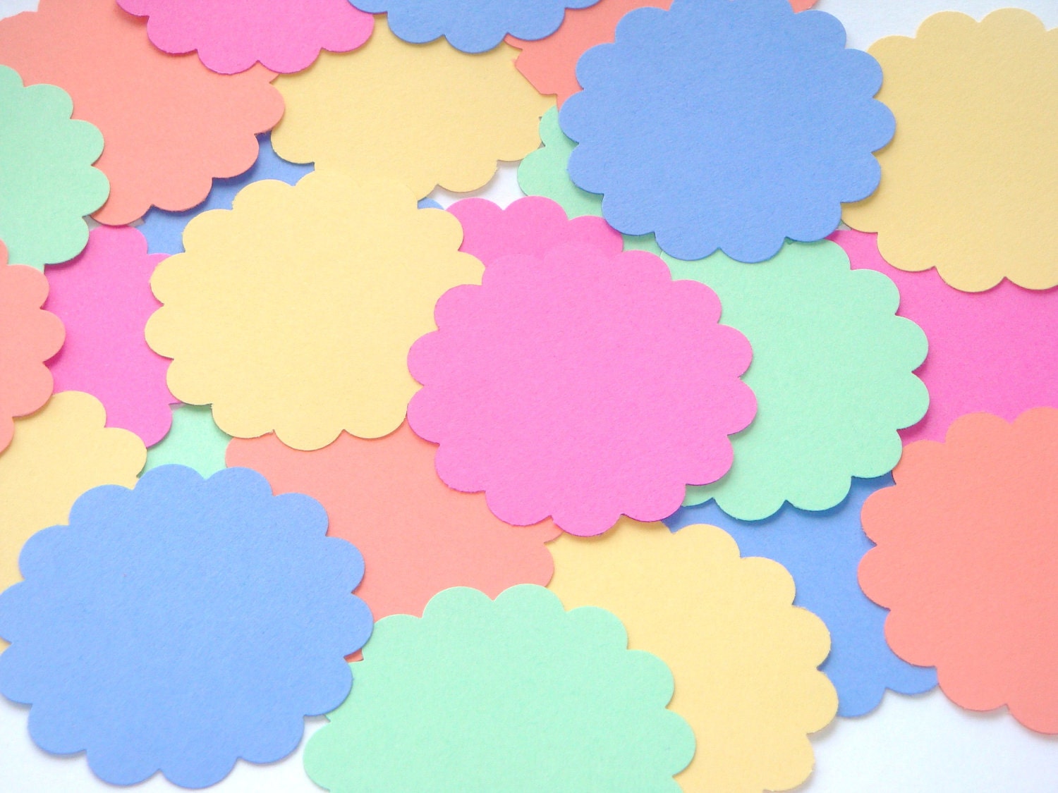 BULK SALE // Bright // 2 Inch Scallop Circle Cardstock Punches 100pcs