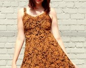 90s burnt orange printed dress VTG