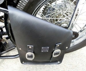 Black Leather Motorcycle Solo Bag