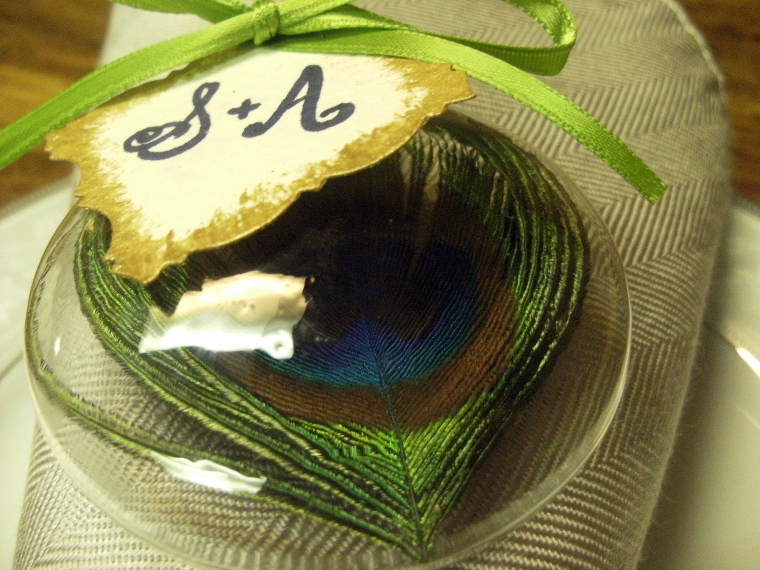 SET of 50 Personalized Peacock Ornament Favor/Place Card Holder
