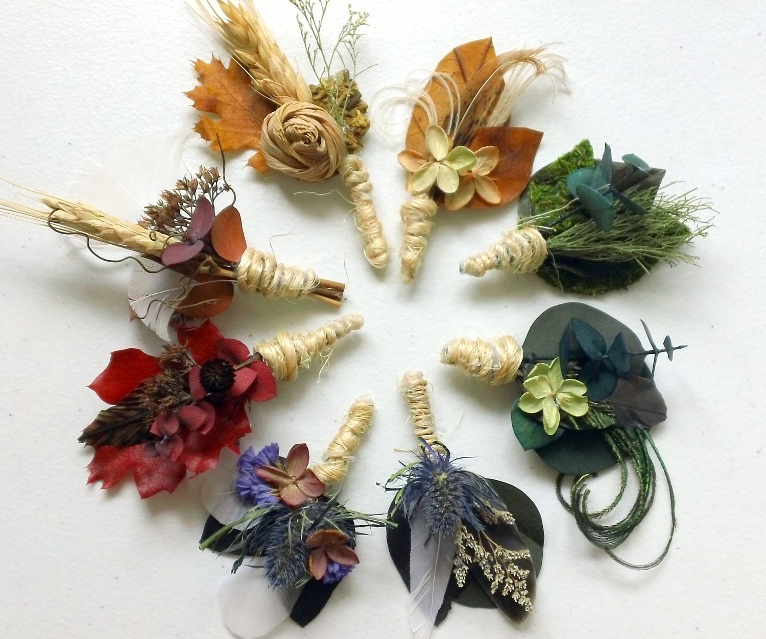 Natural Boutonniere You Pick Style and Color - Rustic, Woodland, Ecofriendy