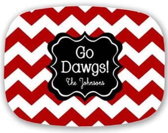Personalized Chevron Zig Zag Tailgating Tray Choose Your Team and Colors