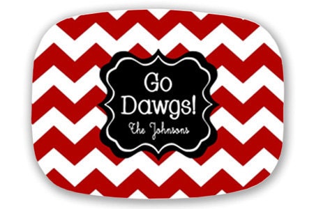 Personalized Chevron Zig Zag Tailgating Tray Choose Your Team and Colors