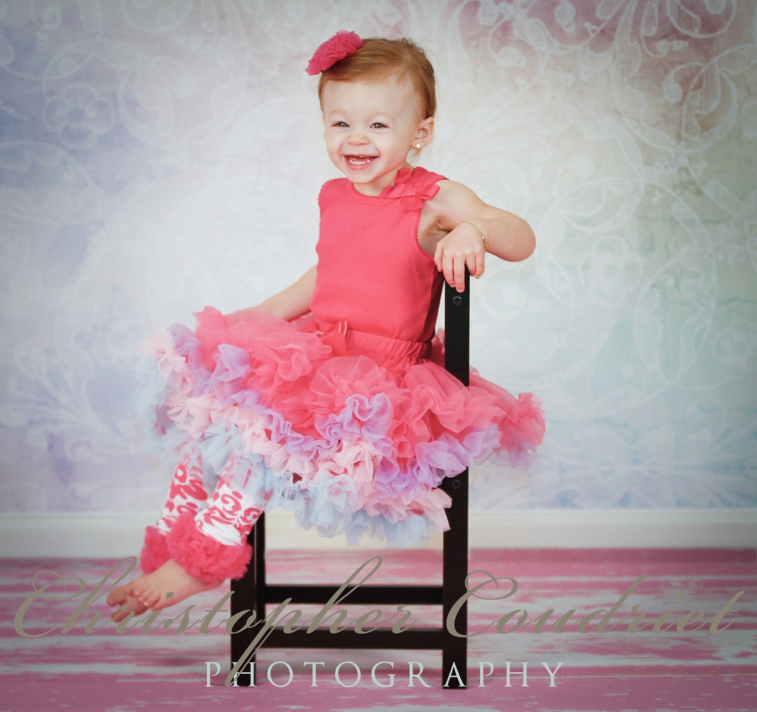 SALE White and pink Damask Baby Leg Warmers and Headband set- photo prop- valentines day