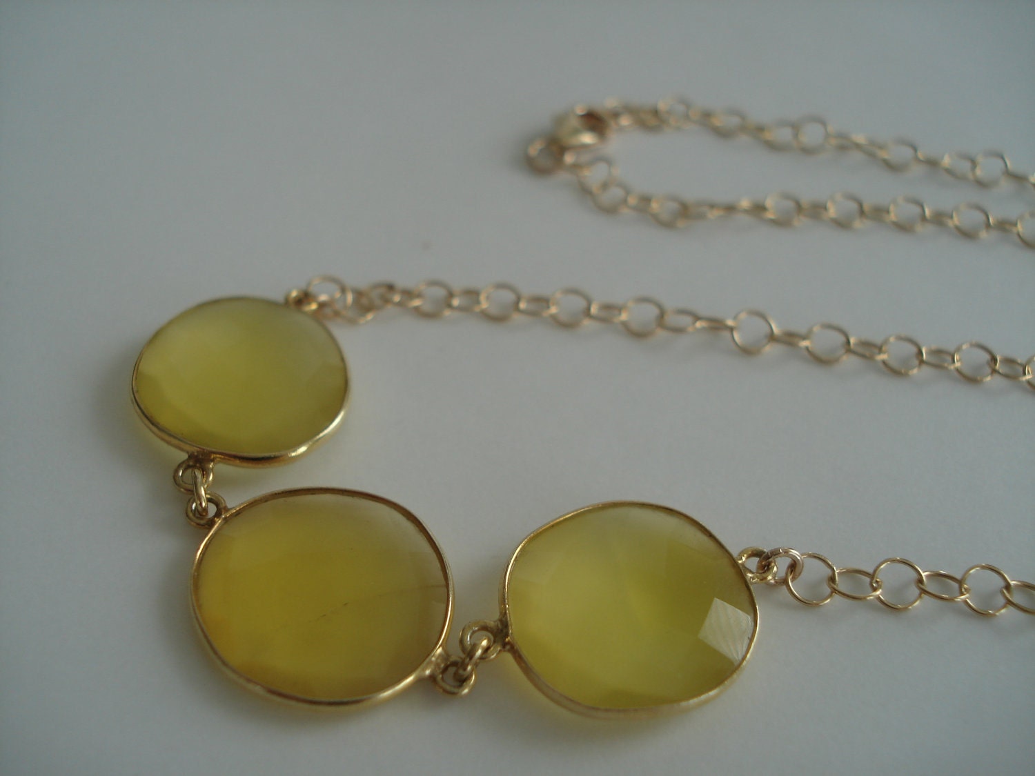 Lemon Jade Necklace. Yellow Jade Necklace. Gold Necklace