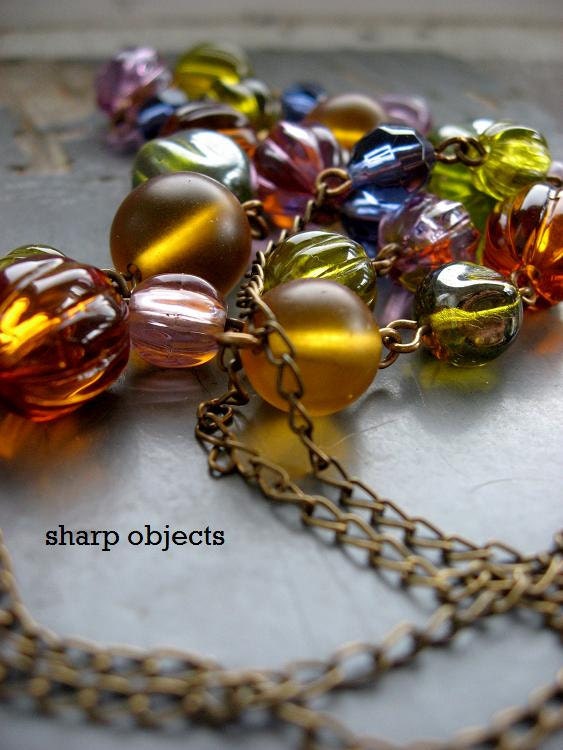 JEWEL & SORBET - duel chain strands layered with  handmade glass beads, layered bauble NECKLACE