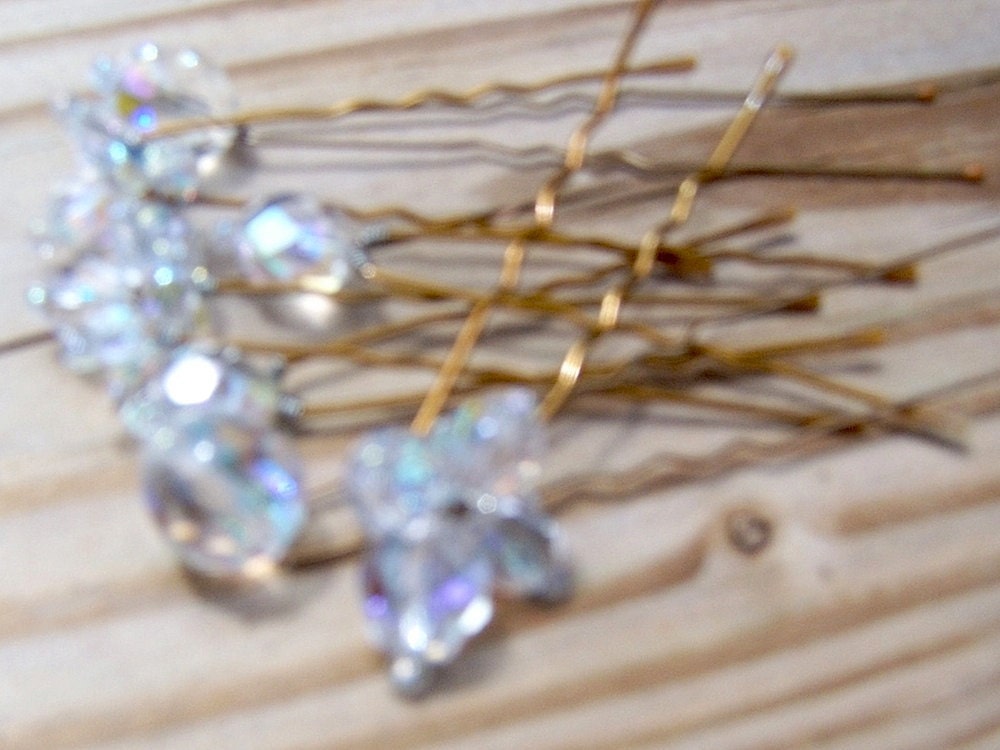 Vintage Style Blue Faux Rhinestone Hairpin Set of 8