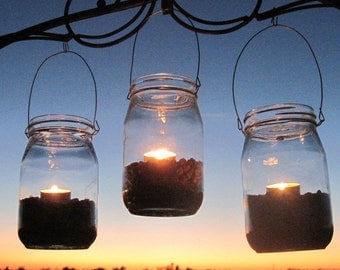 6 DIY Lanterns WIDE Mouth Mason Jar Hangers, Ball Jar Lantern Hangers Only -No Jars