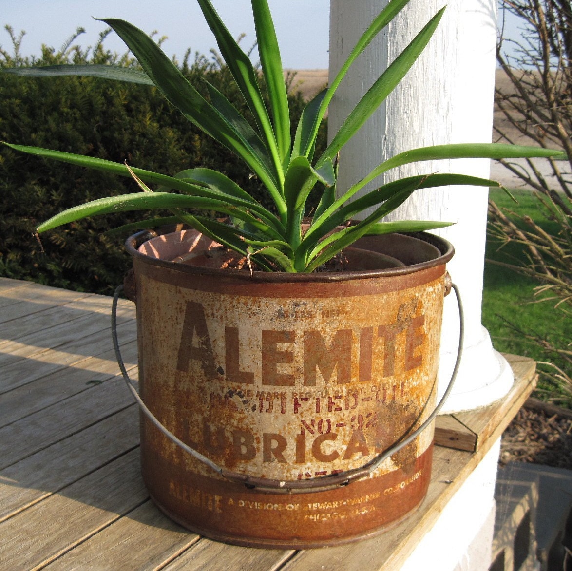 Vintage Bucket Industrial Vintage Metal Garden by treasureagain
