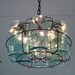 Vintage Chandeliar, Antique Mason Jars  Chandeliar, 6 Blue 1-QUART Jars and Wire Basket , Upcycled Lighting, Weddings,Garden Party