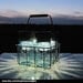 Dairy Basket Pint Ball Lights 4 Garden Lanterns in Antique Milk Carrier Wire Caddy Blue Pint Mason Jar Solar Lights