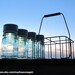 Dairy Basket Pint Ball Lights 4 Garden Lanterns in Antique Milk Carrier Wire Caddy Blue Pint Mason Jar Solar Lights