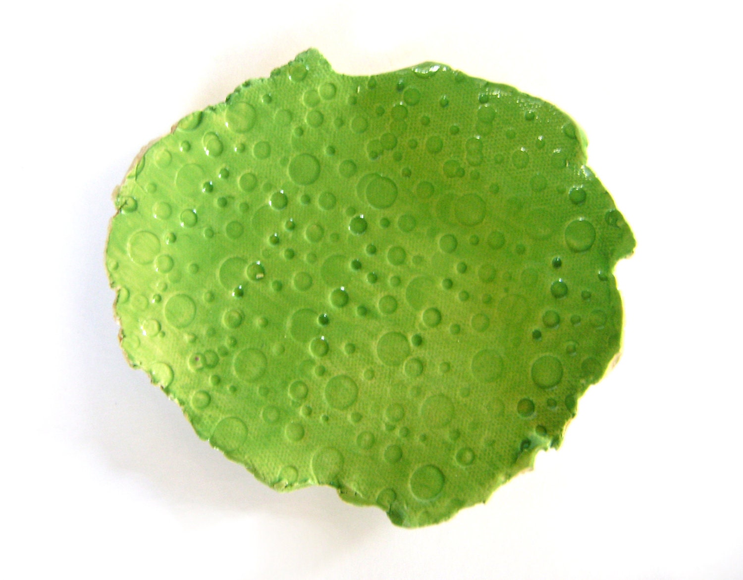 Small Moss Lime green ceramic plate with bubbly lace imprint - home decor, soap dish, catch all, ring saver, spoon rest, Made To Order