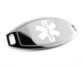 Medical ID Plate for Beaded Bracelets, White, ENGRAVED FREE - i1C