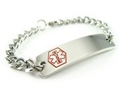 Medical ID Alert Bracelet, Stainless Steel, Curb Chain, Custom ENGRAVED FREE - i5-BS1