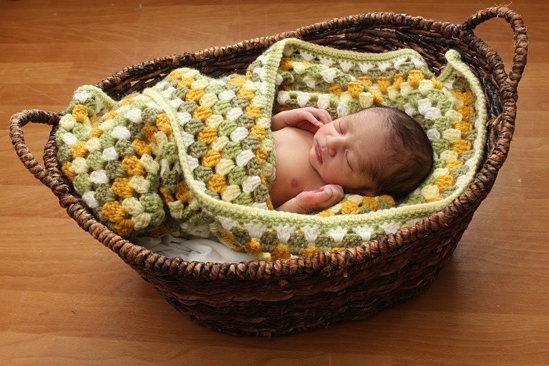 Granny Square Scarf and Matching Baby Blanket Set Custom Made