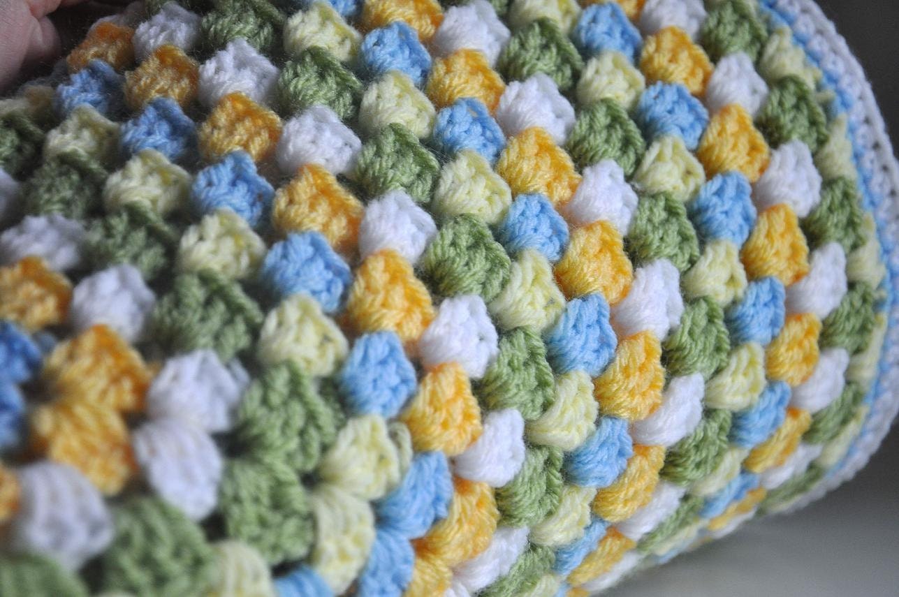 Baby Blanket Granny Square Green Yellow
