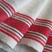 set of 4 1950s Red Striped Tea Towels, vintage kitchen linens, by Martex, made in USA