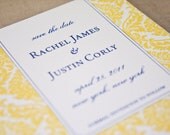 Yellow Damask Save the Date Card - Deposit