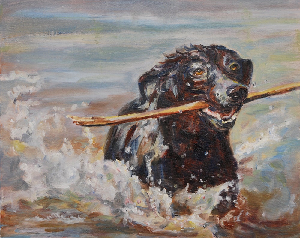 Black Labrador retriever painting reproduction -  dog portrait print -  artist Carol DeMumbrum
