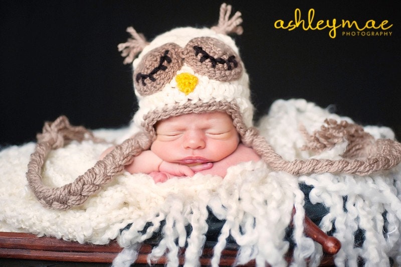 Instant Download Crochet Pattern - Sleepy Owl Hat