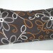 Chocolate Brown Pillow , Long Bolster Pillow., Decorative Pillows, Floral Brown, Orange, and Cream Flowers Fall Decor