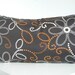 Chocolate Brown Pillow , Long Bolster Pillow., Decorative Pillows, Floral Brown, Orange, and Cream Flowers Fall Decor