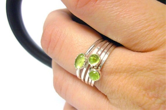 Silver peridot rings sterling silver stacking ring set stackable gemstone ring silver ring free shipping Etsy jewelry