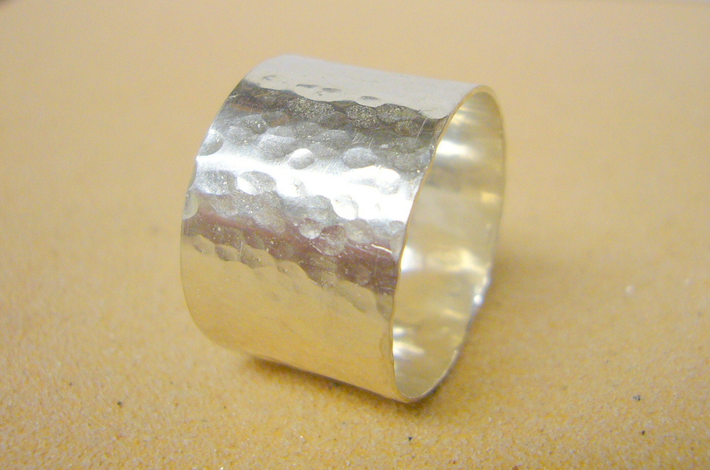 silver wide band ring sterling silver ring hammered band silver ring ...