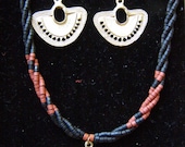 Pre-Columbian Native Tribal Necklace Choker Beaded Earring Set