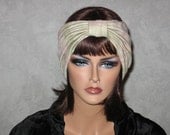 Handmade Open Crown Pleated Knot Turban -Sage Green and Peach Multicolored