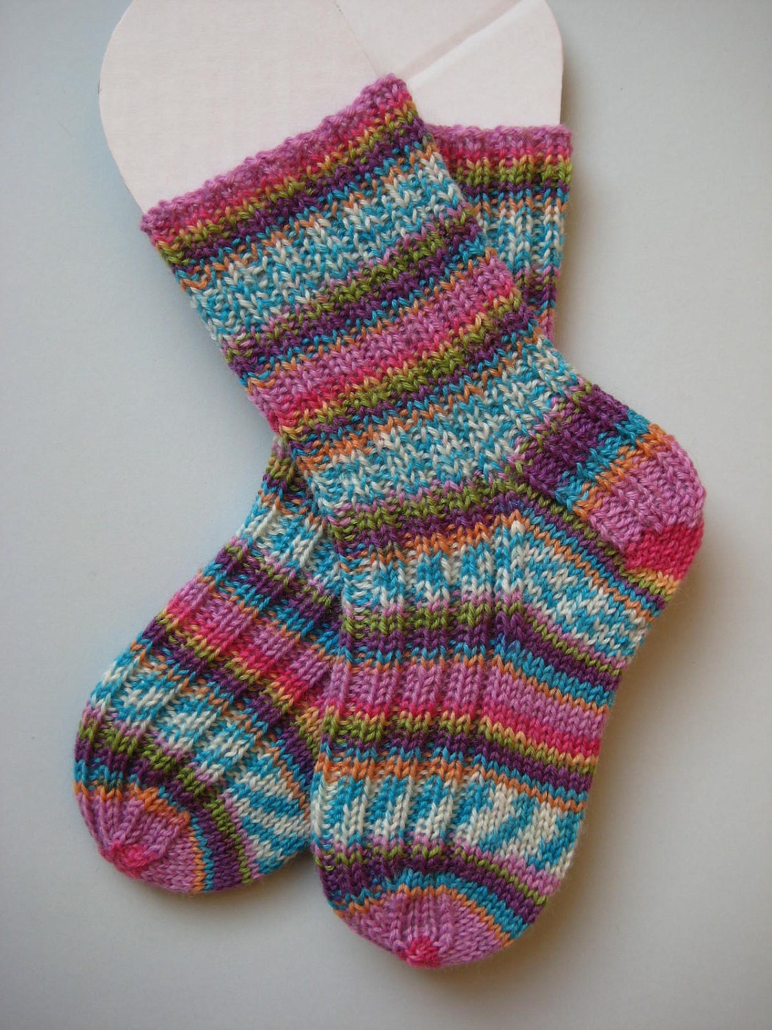 hand knit merino wool toddler socks, 18 - 24 months