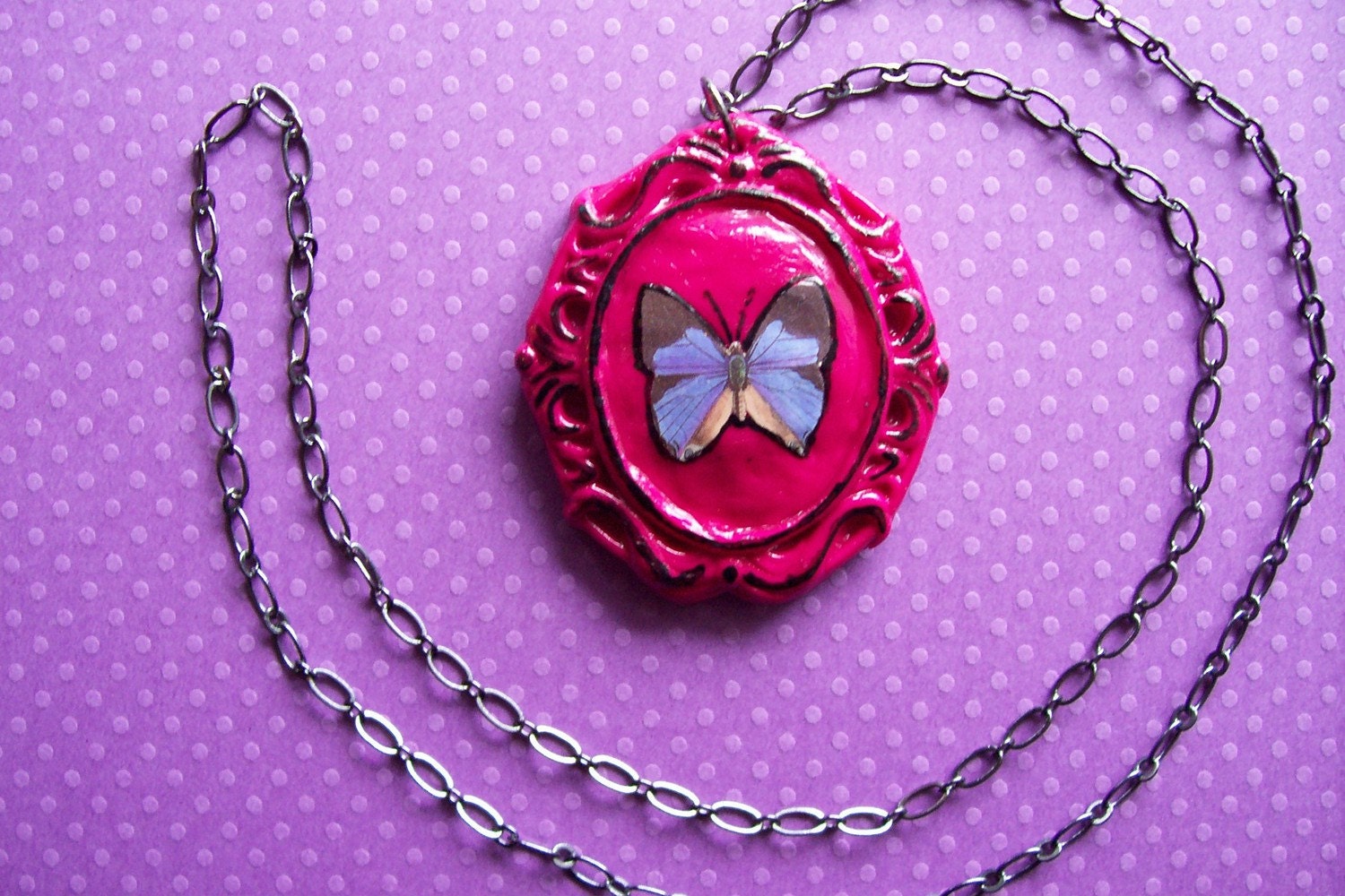 Fuschia Butterfly Necklace