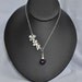 Dark Royal Purple Chalcedony Heart Briolette Drop Flower Lariat Neckalce,Sterling Silver Lariat Necklace, Bridesmaids jewelry